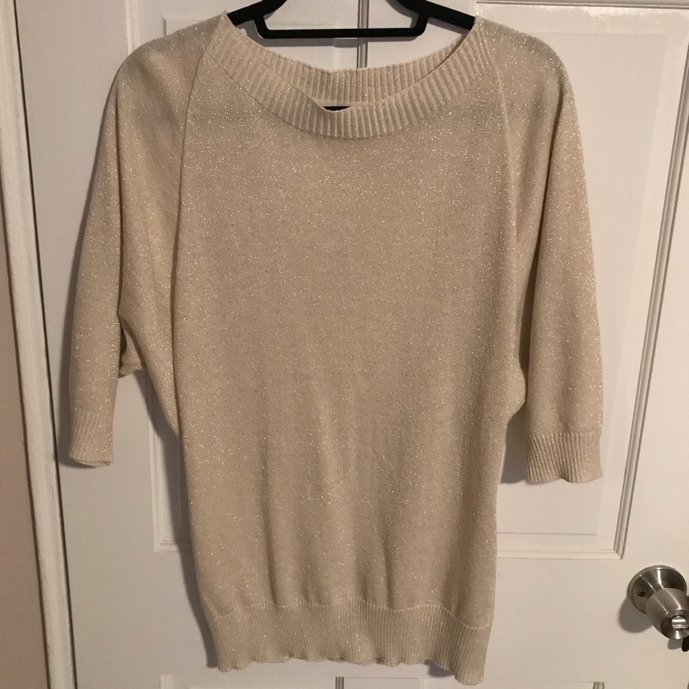 New York & Company Light Gold Sweater Medium